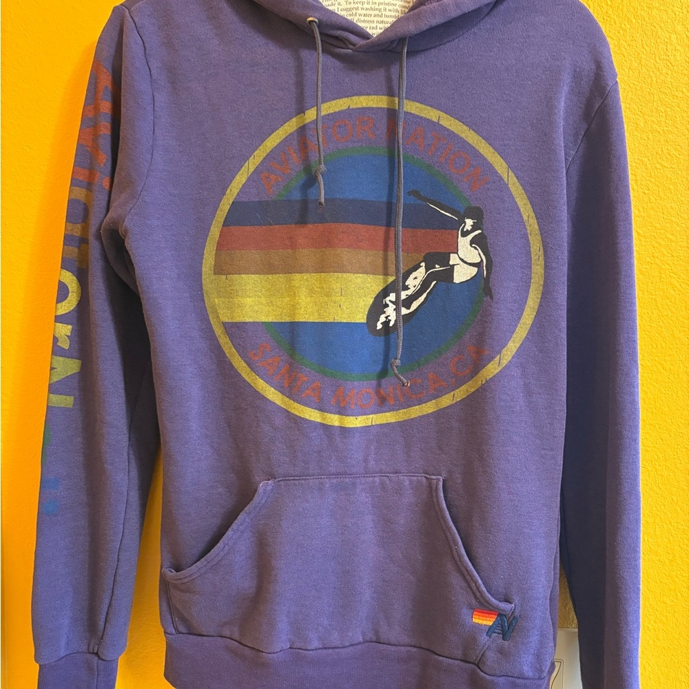 Aviator Nation Purple Hoodie Sweatshirt Classic Style